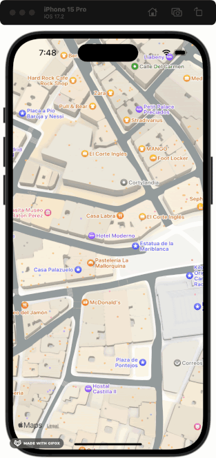 Un mapa donde se muestra un Marker personalizado cuando se seleccionan hoteles