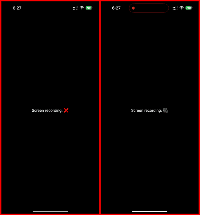 Estados de la vista de SwiftUI cuando el usuario comienza o detiene la grabación de pantalla
