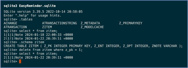 Ejemplo de una terminal ejecutando los comandos